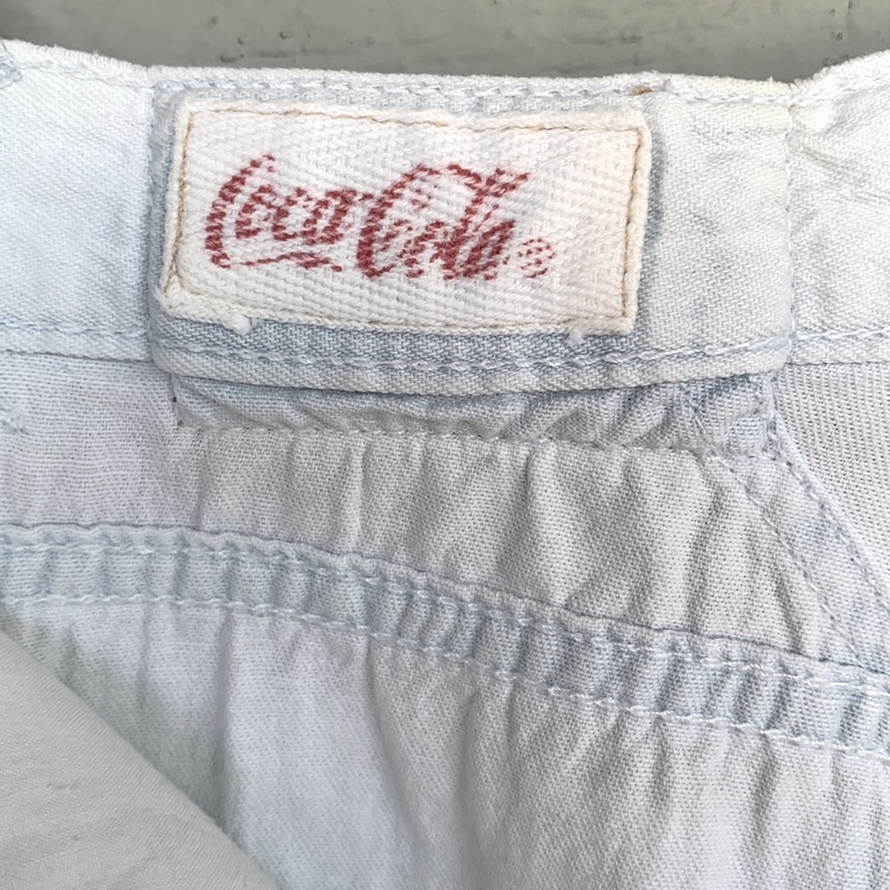 😍HP😍VINTAGE COCA-COLA JEANS! 70’S HIGH WAIST FRONT PLEAT DENIM LEATHER TRIM